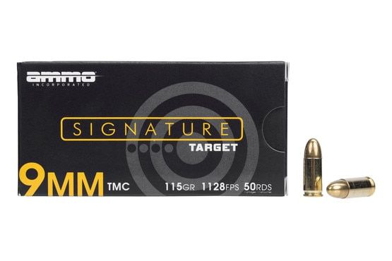 Ammo Inc. Signature Target 9mm 115gr TMC Ammunition comes with 50 rounds per box.